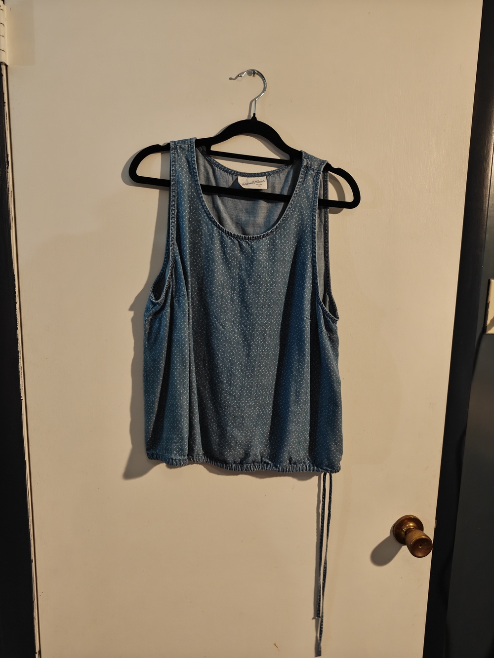 Universal Thread Light Blue Denim-Look Tank with Drawstring Hem